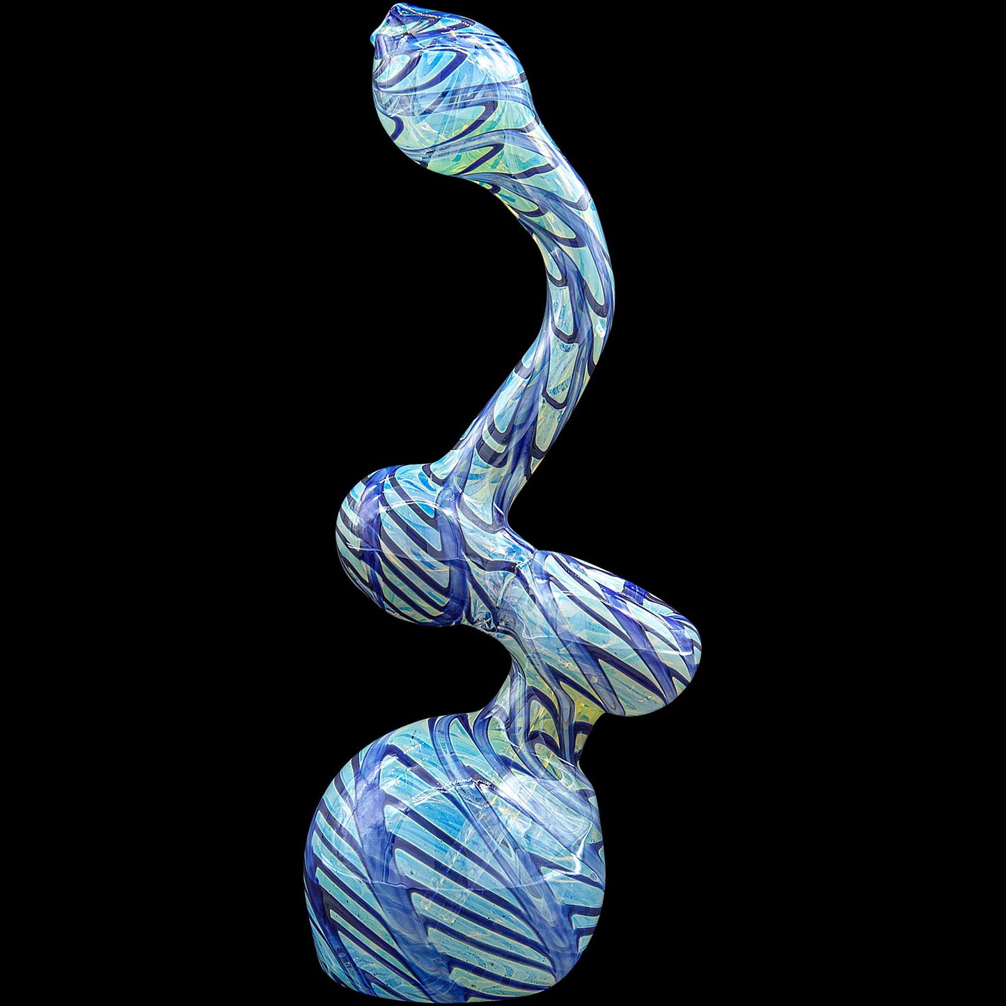 "Bubble Lock" Color Raked Sherlock Bubbler Pipe