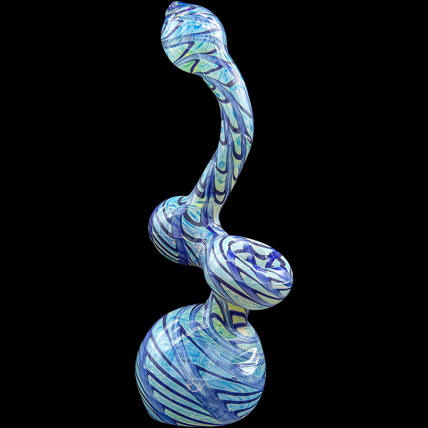 "Bubble Lock" Color Raked Sherlock Bubbler Pipe