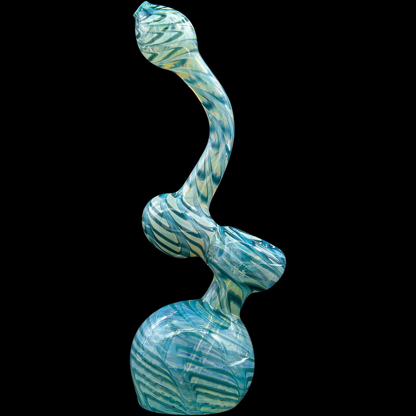 "Bubble Lock" Color Raked Sherlock Bubbler Pipe