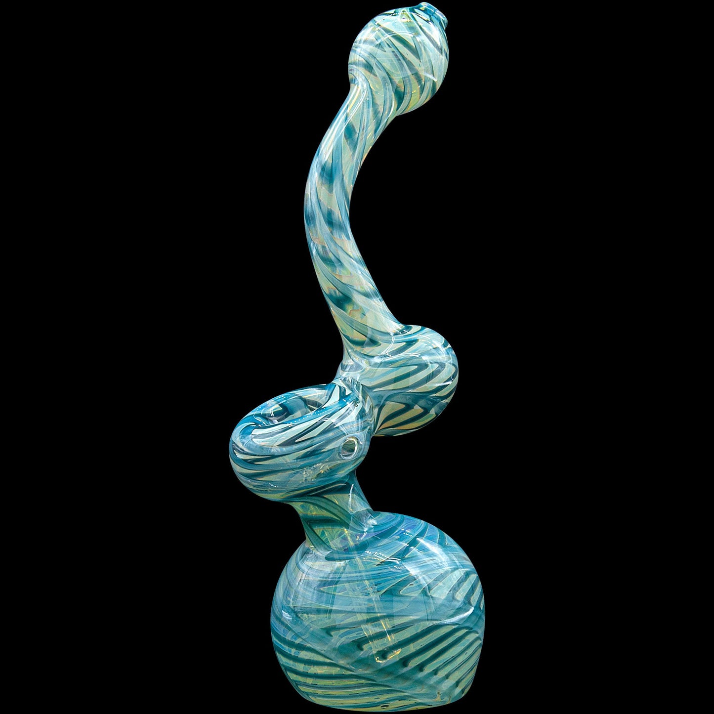 "Bubble Lock" Color Raked Sherlock Bubbler Pipe