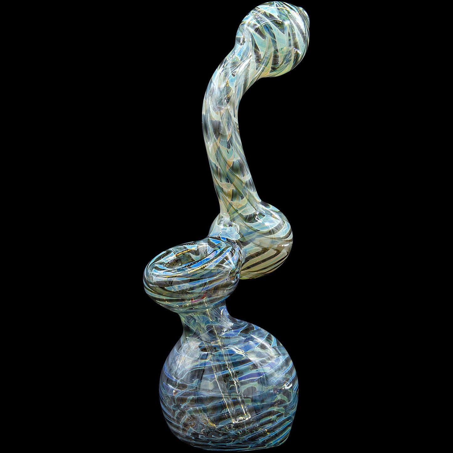 "Bubble Lock" Color Raked Sherlock Bubbler Pipe