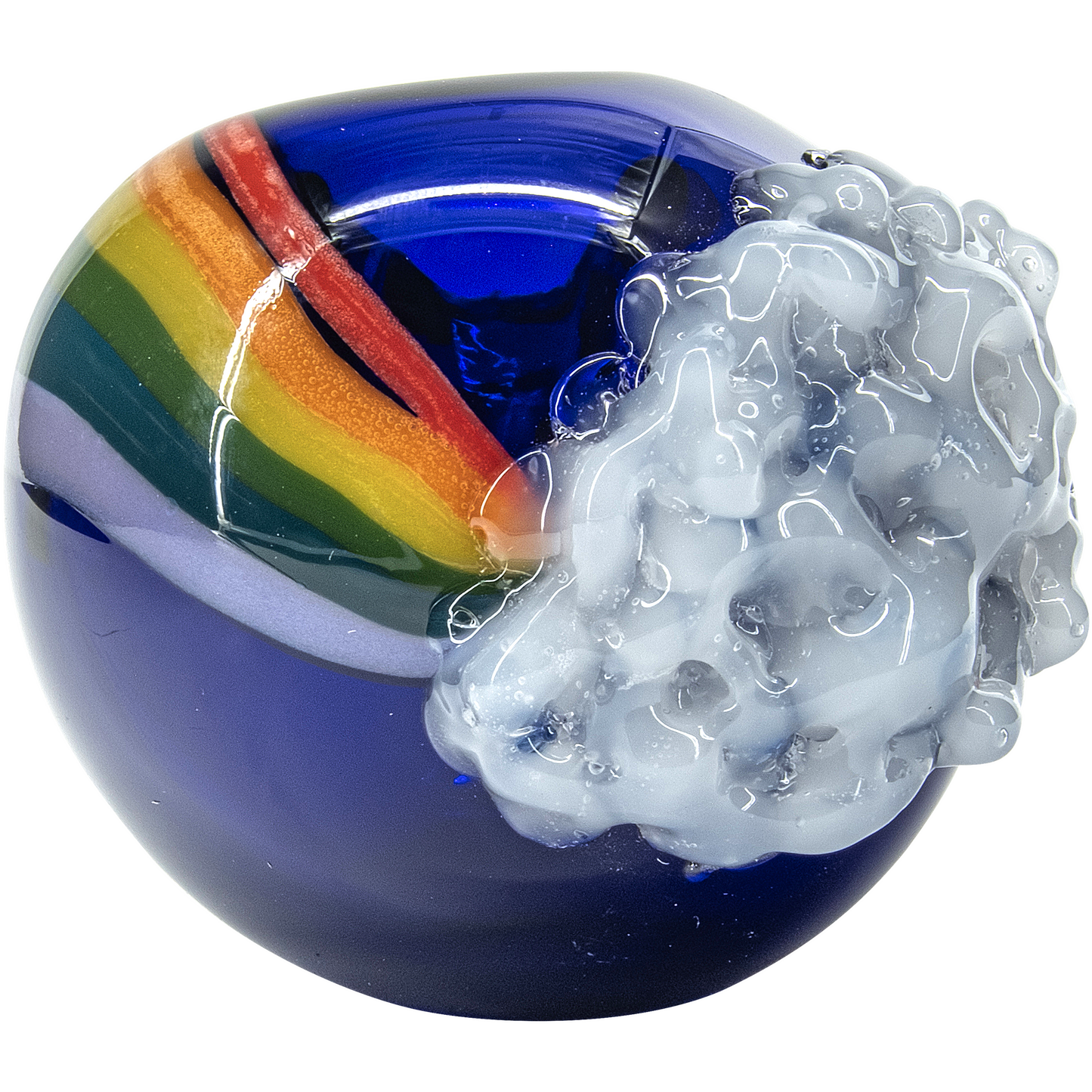 "Rainbows n Clouds" Cobalt Blue Glass Pipe