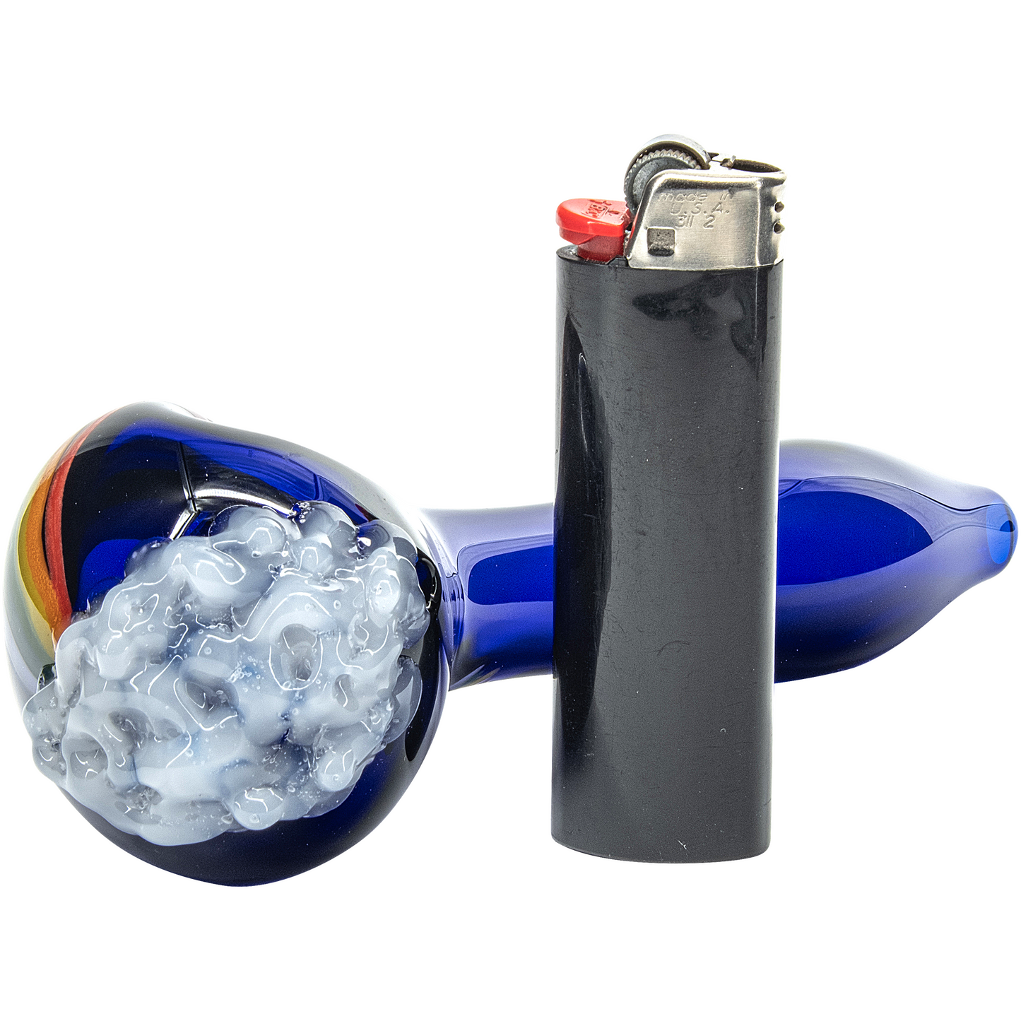 "Rainbows n Clouds" Cobalt Blue Glass Pipe