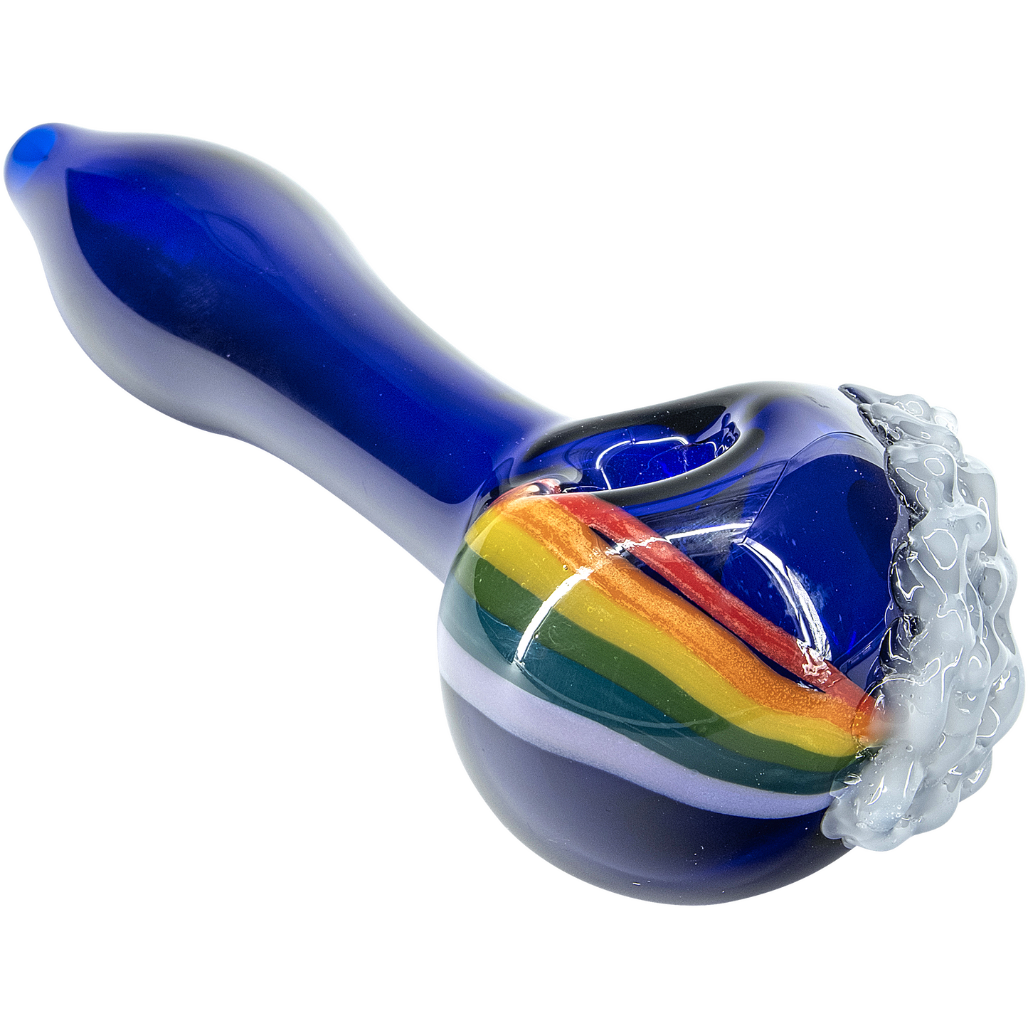 "Rainbows n Clouds" Cobalt Blue Glass Pipe