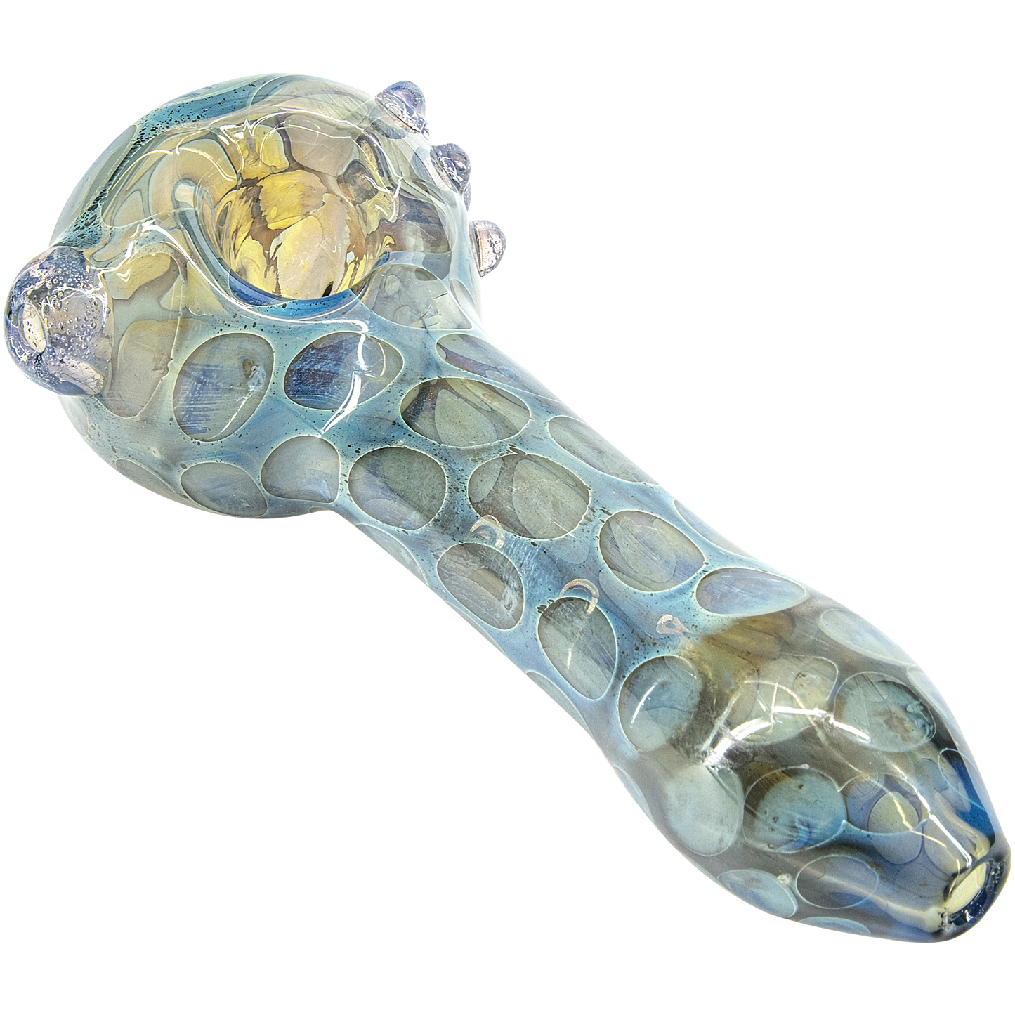 "Speckeled Moon" Silver Fumed Cobalt Spoon Pipe