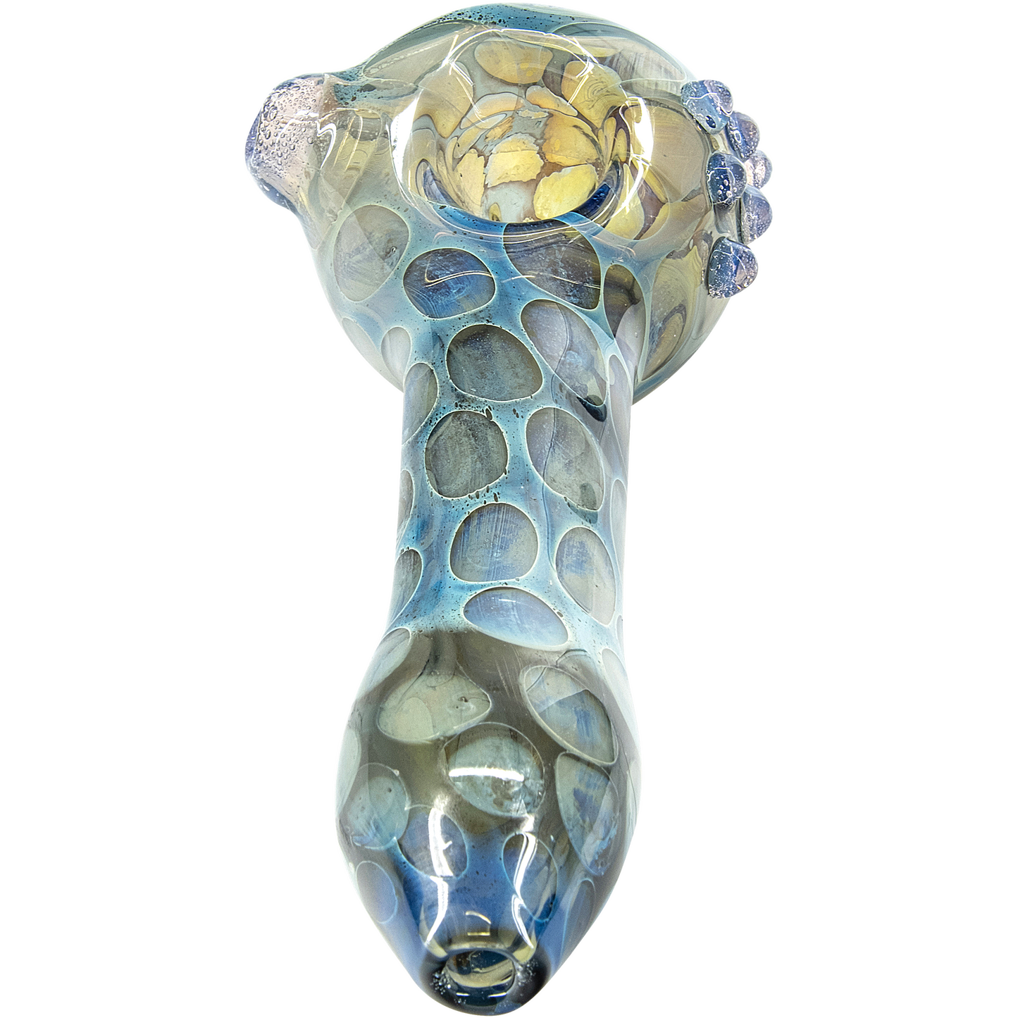 "Speckeled Moon" Silver Fumed Cobalt Spoon Pipe