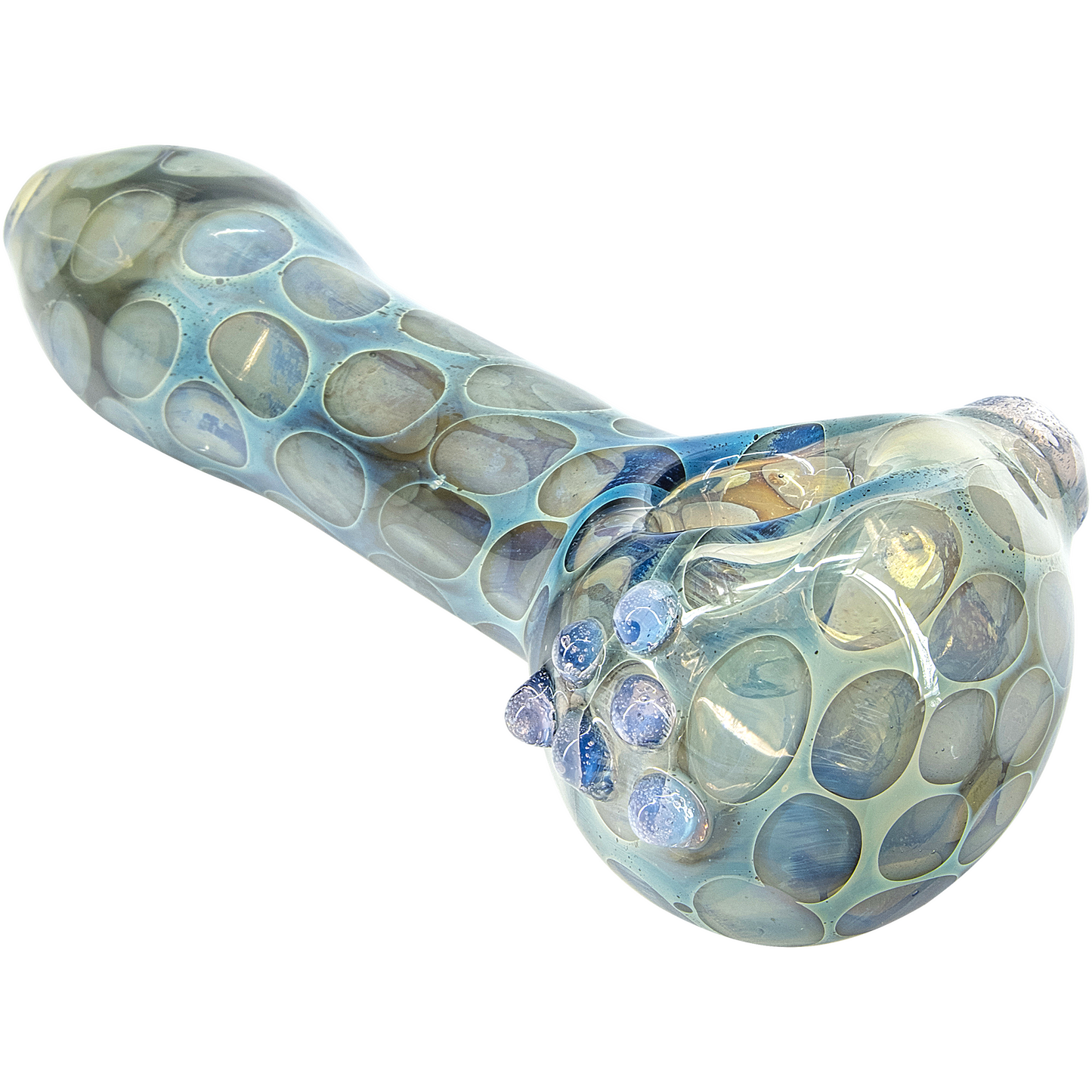 "Speckeled Moon" Silver Fumed Cobalt Spoon Pipe