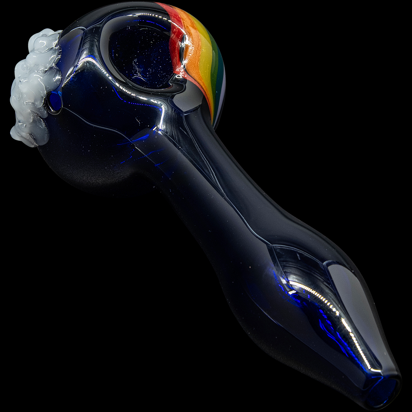 "Rainbows n Clouds" Cobalt Blue Glass Pipe