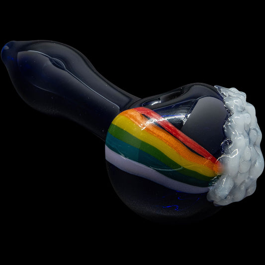 "Rainbows n Clouds" Cobalt Blue Glass Pipe