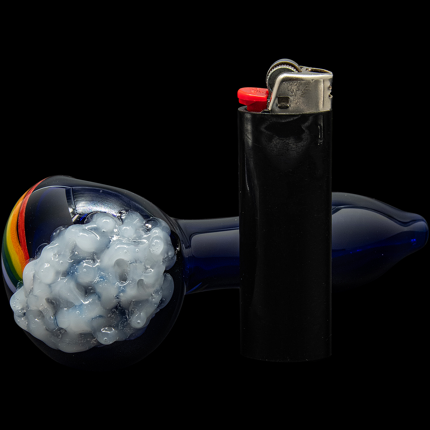 "Rainbows n Clouds" Cobalt Blue Glass Pipe