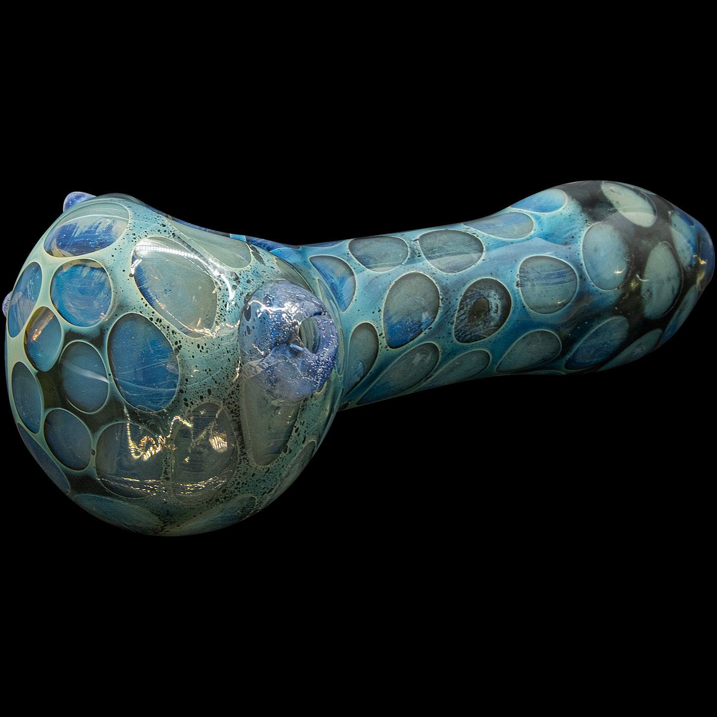 "Speckeled Moon" Silver Fumed Cobalt Spoon Pipe