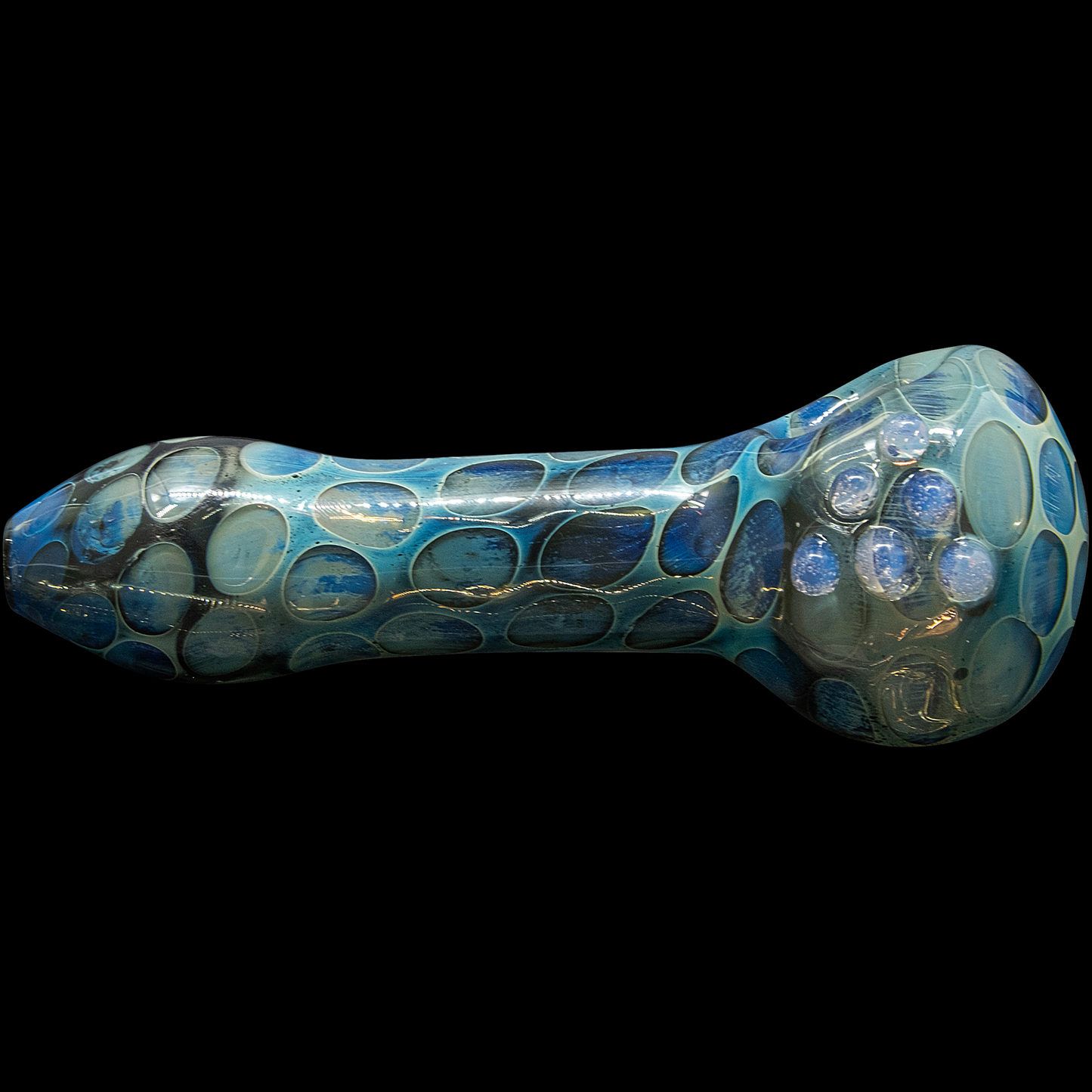 "Speckeled Moon" Silver Fumed Cobalt Spoon Pipe