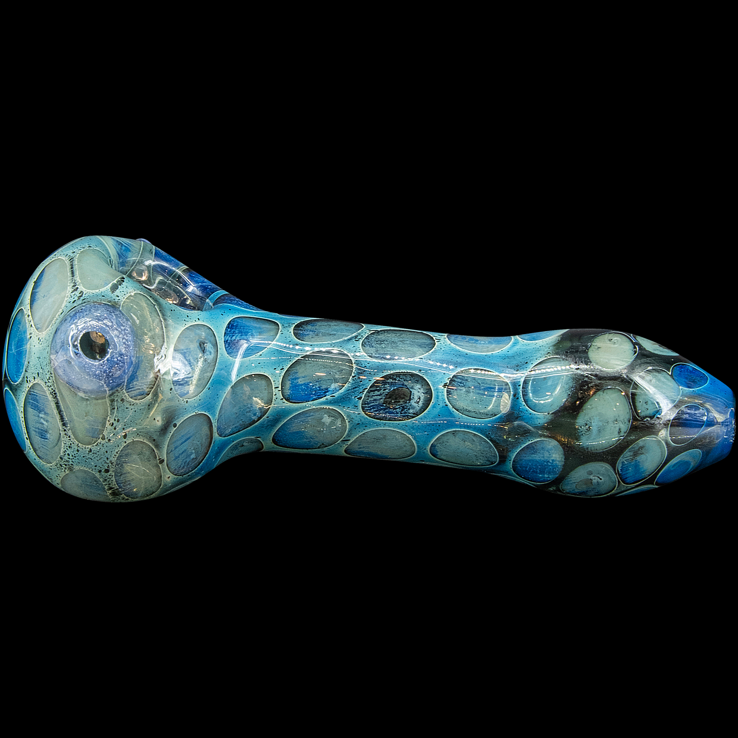 "Speckeled Moon" Silver Fumed Cobalt Spoon Pipe