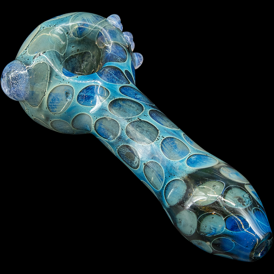 "Speckeled Moon" Silver Fumed Cobalt Spoon Pipe