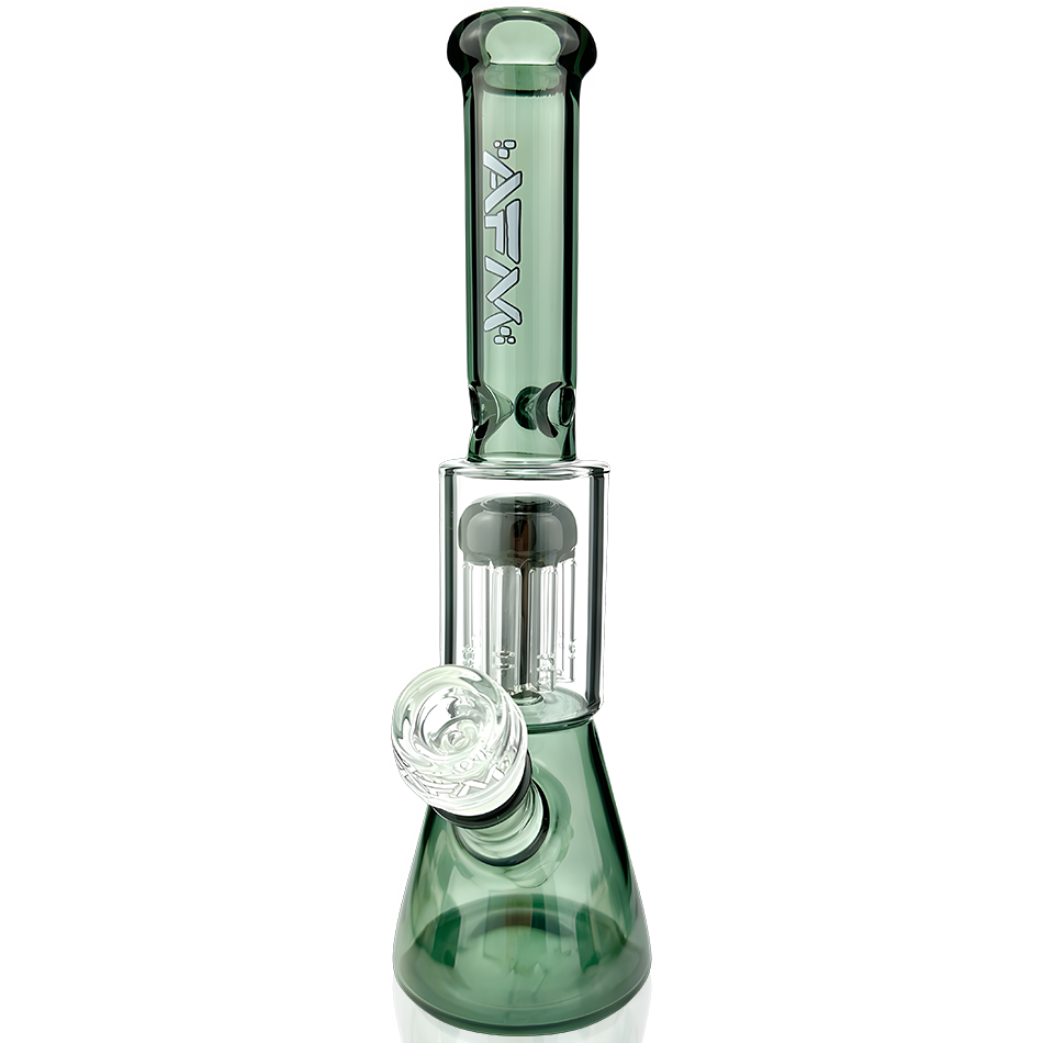 10" AFM Glass Tree Perc Color Glass Mini Beaker Bong