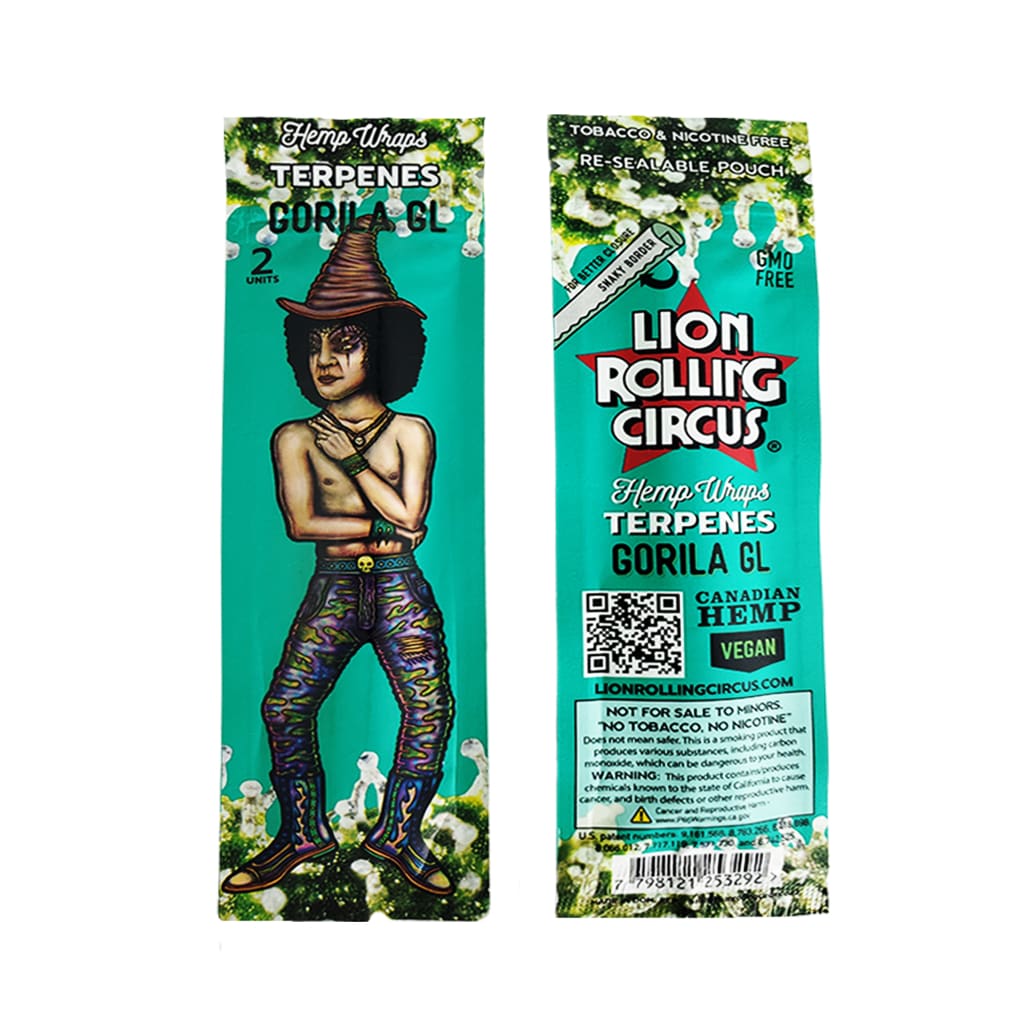 Lion Rolling Circus Terpene Hemp Wraps - Full Box of 25 pouches x2